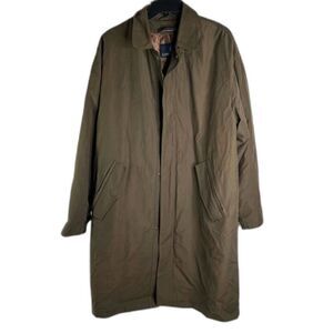 London Fog NWT Rainwear Short Trench Coat Green Removable Liner Sz Medium